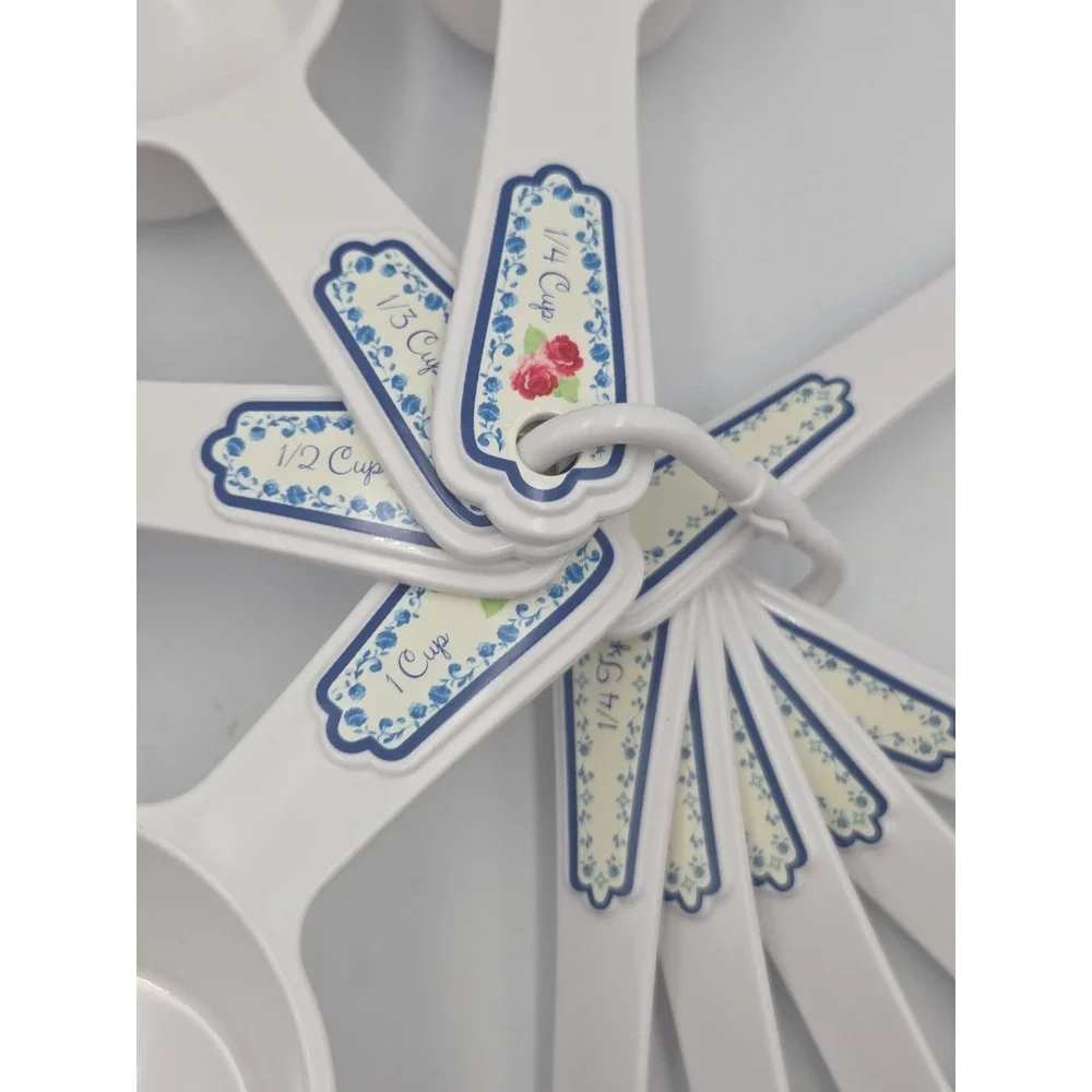 Pioneer Woman Nesting Measuring Cups Spoons Set Kitchen Gadgets White Floral